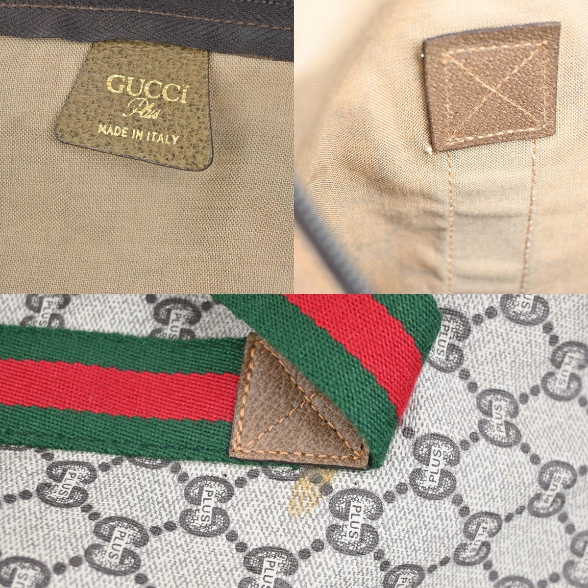 GUCCI PLUS Logo Sherry GG Pattern Shoulder Bag PVC Leather Brown Italy 05YJ175