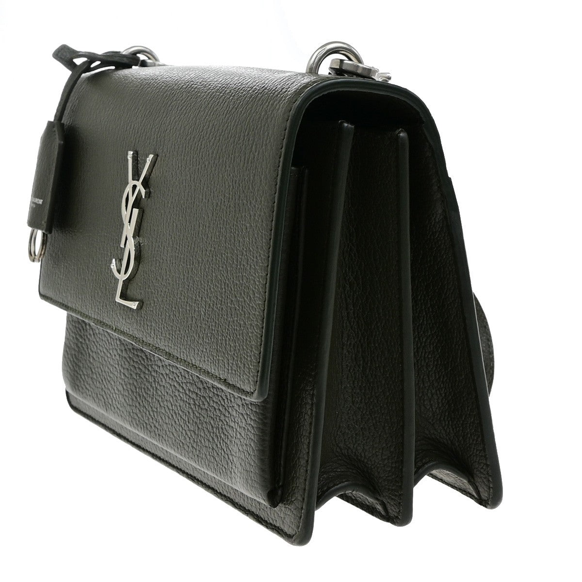 SAINT LAURENT Logo Sunset Medium Shoulder Bag Leather Gray SHW Italy 628RL071