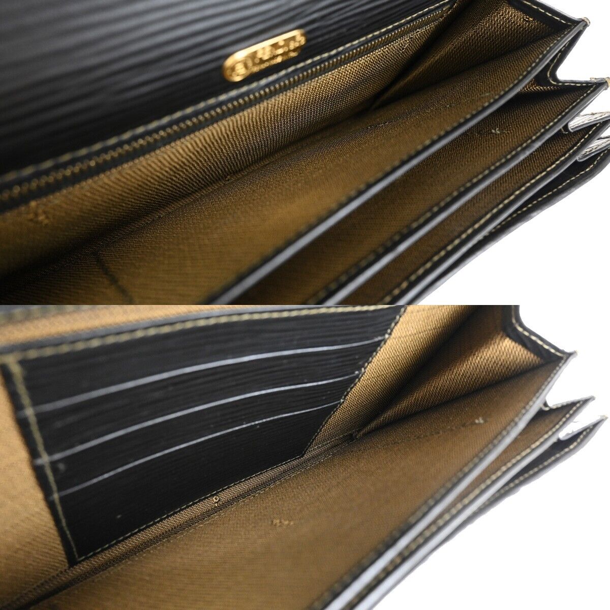 FENDI Logo Zucca Pattern Bifold Wallet Purse Canvas Leather Brown Black 37RJ803