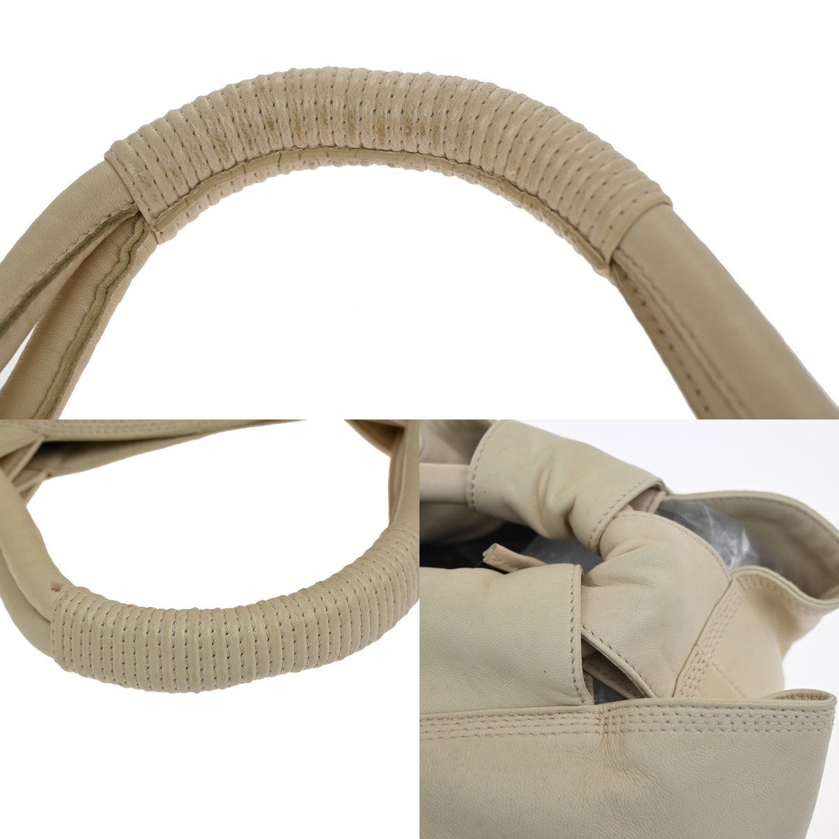 LOEWE Logo Anagram Nappa Aire Shoulder Hand Bag Leather Ivory SHW Spain 80YH882