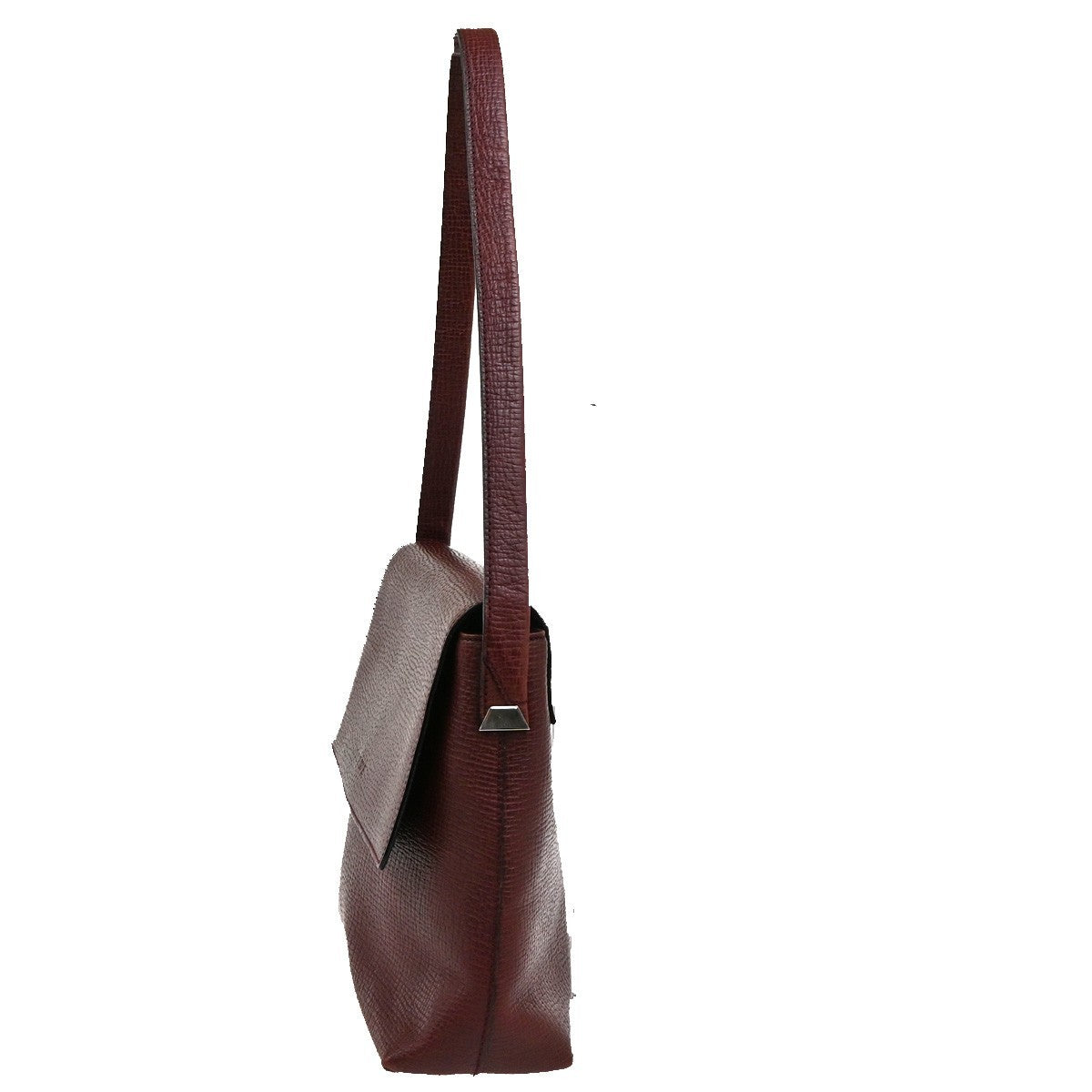 LOEWE Logo Shoulder Bag Embossing Leather Burgundy SHW Spain 32CA971