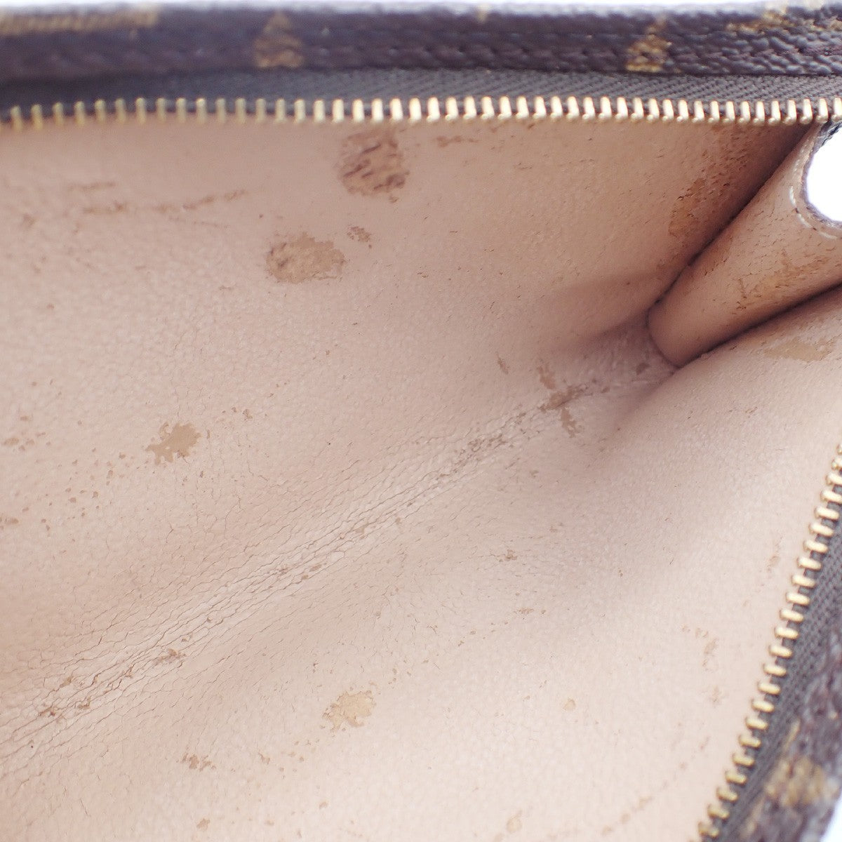 LOUIS VUITTON LV Logo Bucket GM Pouch Bag Monogram Leather Brown Gold 05KC807