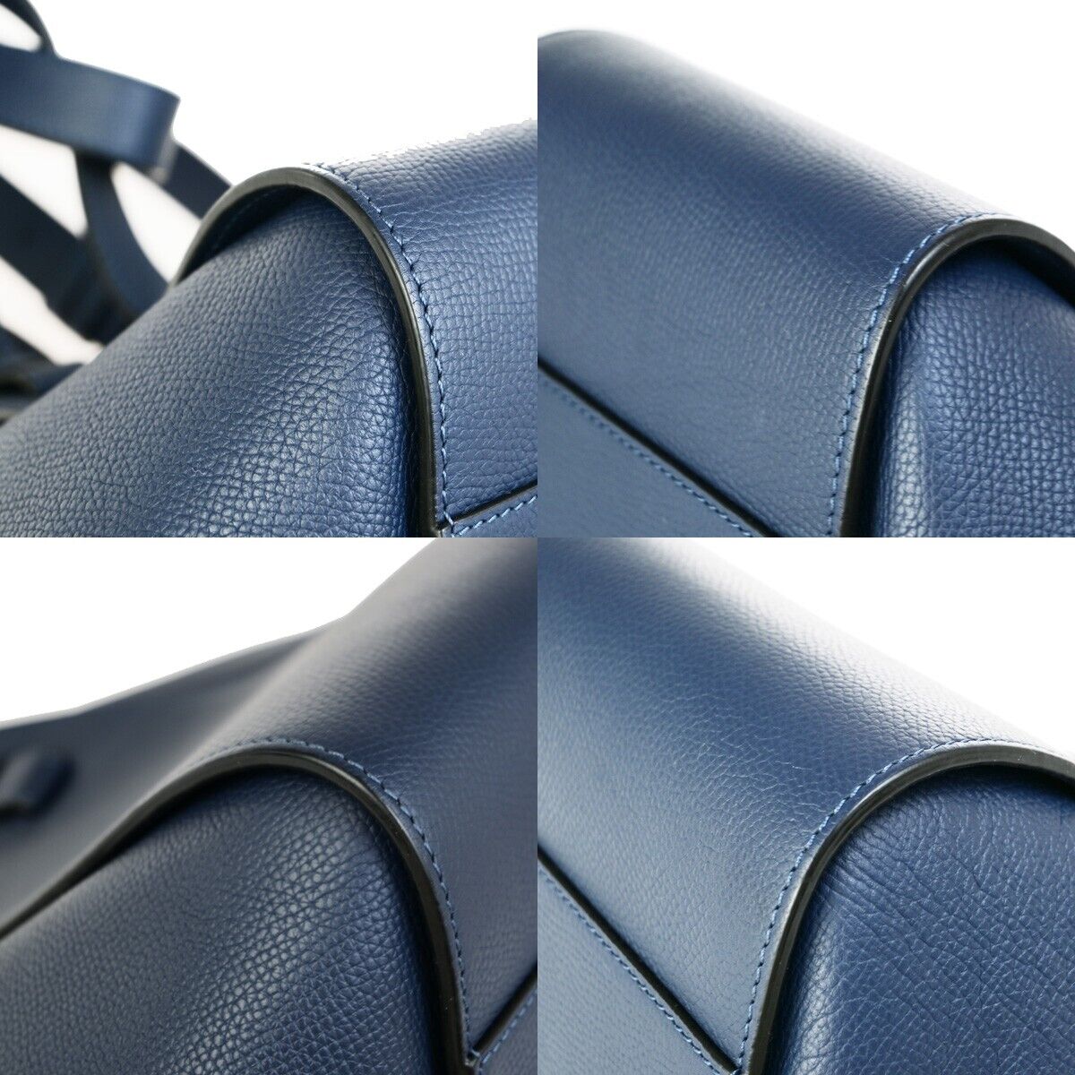 LOEWE Logo Hammock Small 2Way Shoulder Hand Bag Leather Blue Gold 606RK722