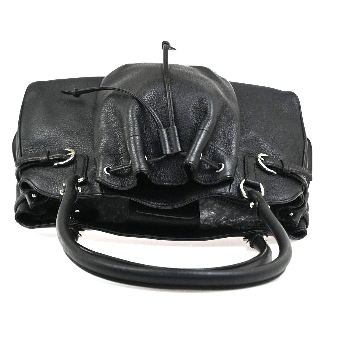 SALVATORE FERRAGAMO Logo Gancini Shoulder Bag Leather Blac SHW Italy 61YJ016