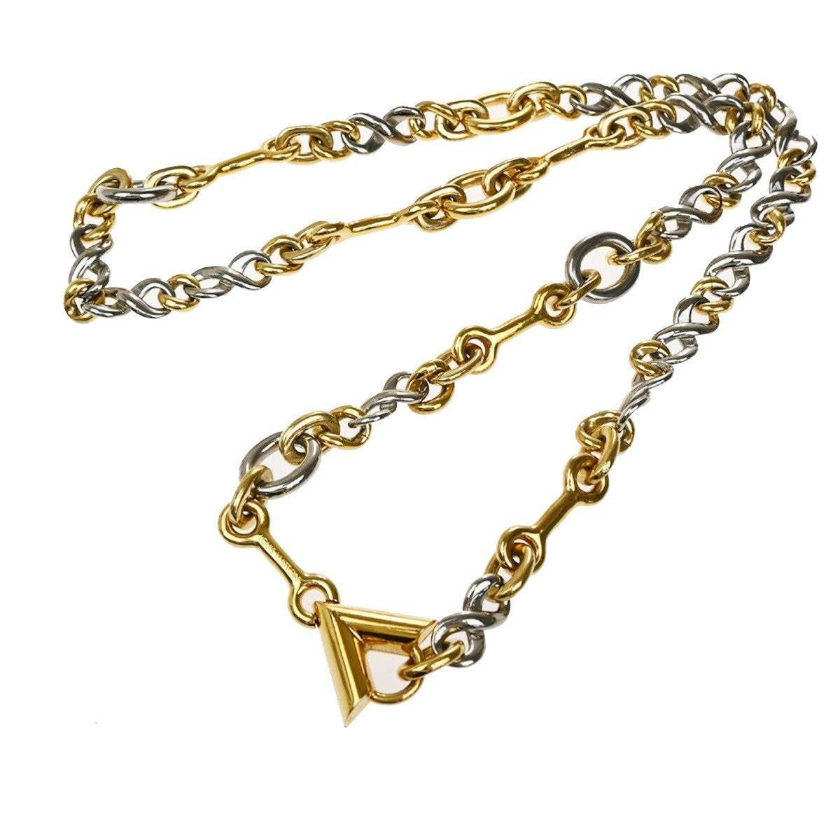 LOUIS VUITTON Logo Chain Long Necklace Gold Silver Italy M62837 87KP110