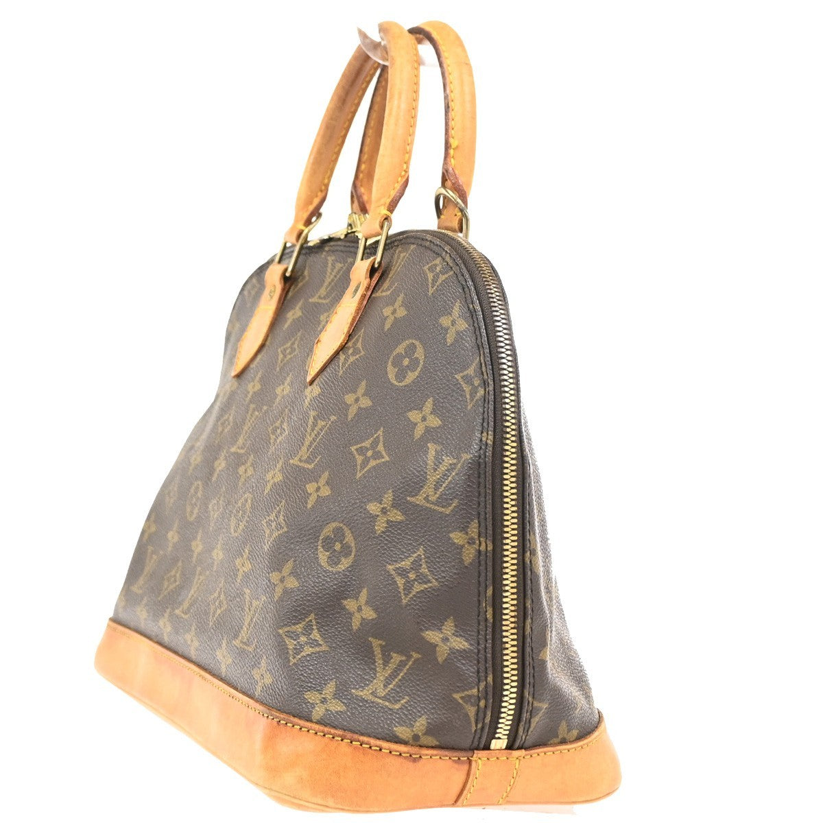 LOUIS VUITTON LV Logo Alma Hand Bag Monogram Leather Brown France M51130 33SA032