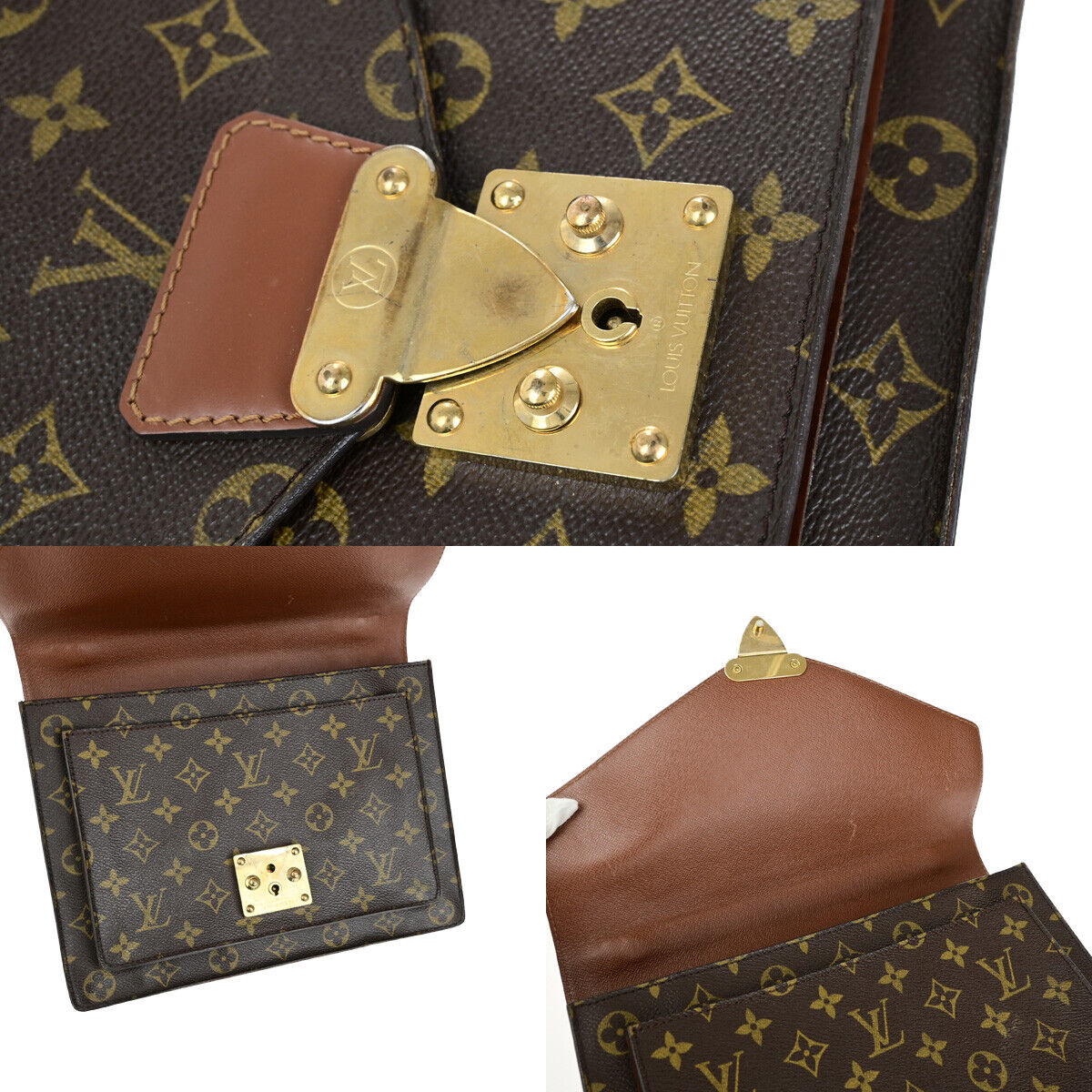 LOUIS VUITTON Monceau 28 Hand Bag Monogram Leather Brown M51185 70YG720