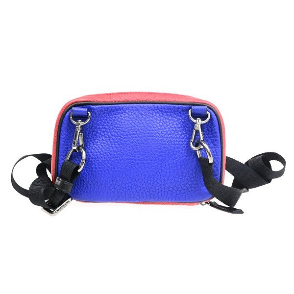 FENDI Logo Camera Case Mini Shoulder Bag Leather Red Blue SHW Italy 84CB041