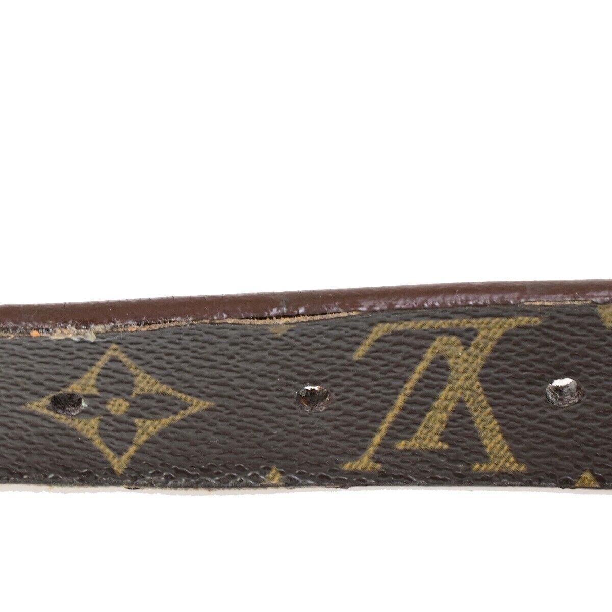 LOUIS VUITTON Ceinture Carre Belt Monogram Leather Brown Silver Spain 63KA460