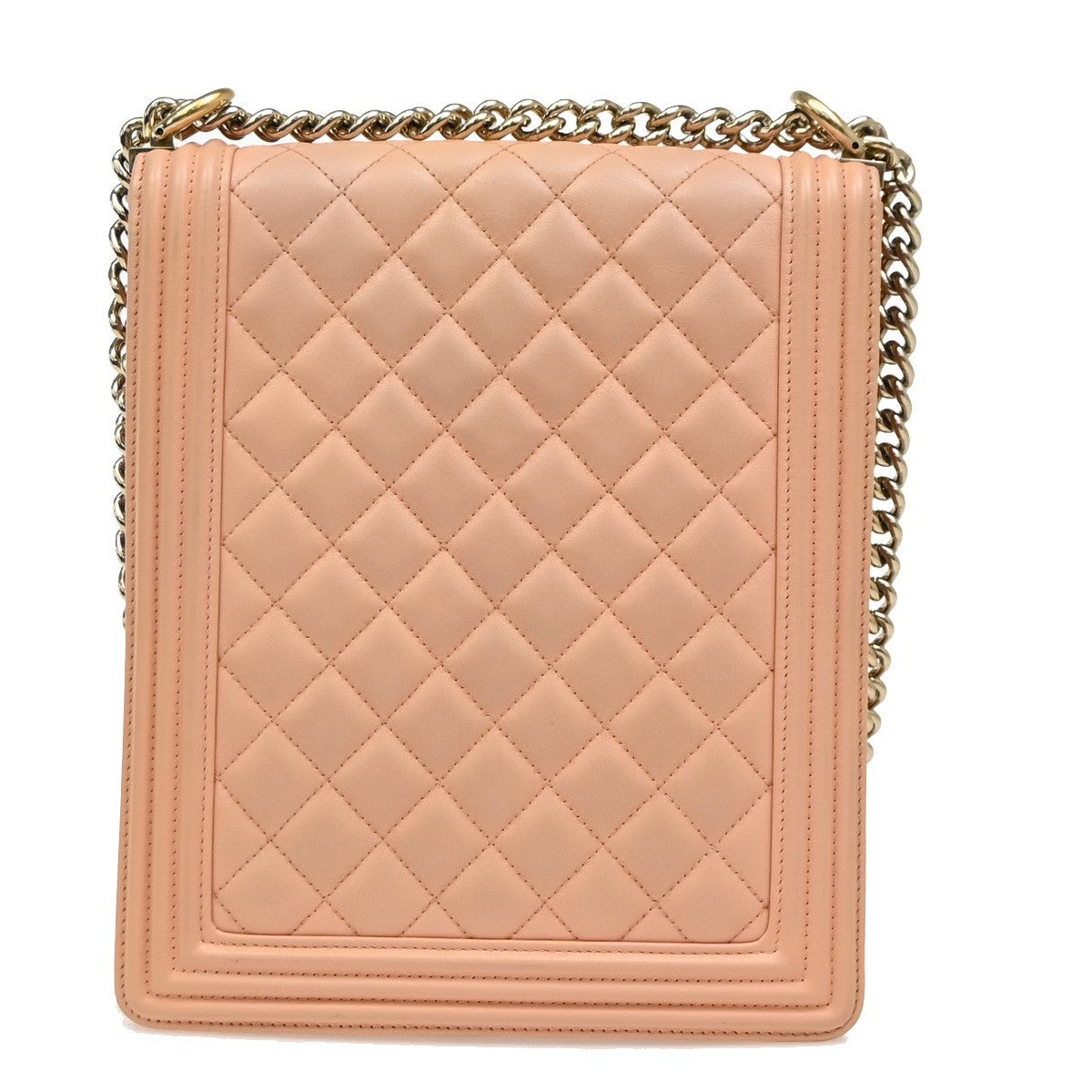 CHANEL Boy CC Logo Chain Shoulder Bag Lamb Skin Leather Pink GHW Italy 865RF731
