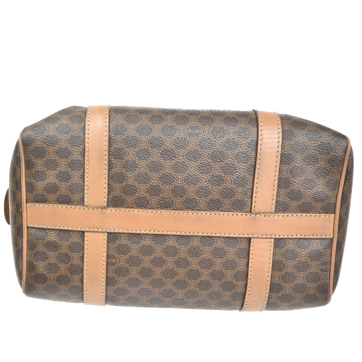 CELINE Logo Macadam Pattern Handbag PVC Leather Brown GHW Italy 63CA648