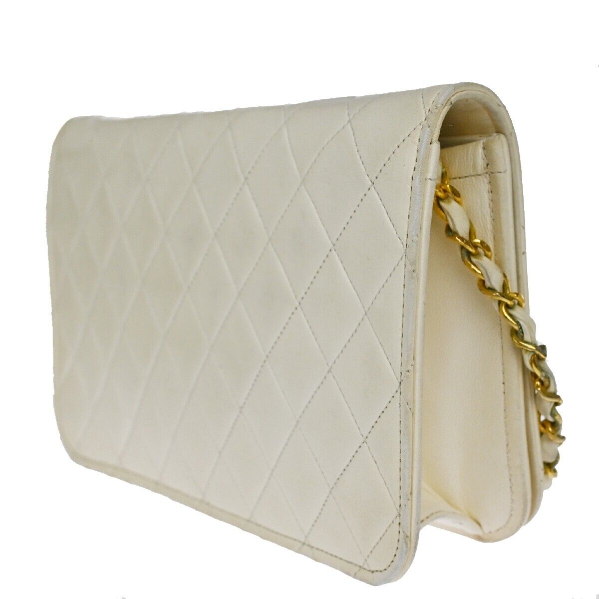 CHANEL CC Full Flap Matelasse 23 Chain Shoulder Bag Leather White GHW 25SH072