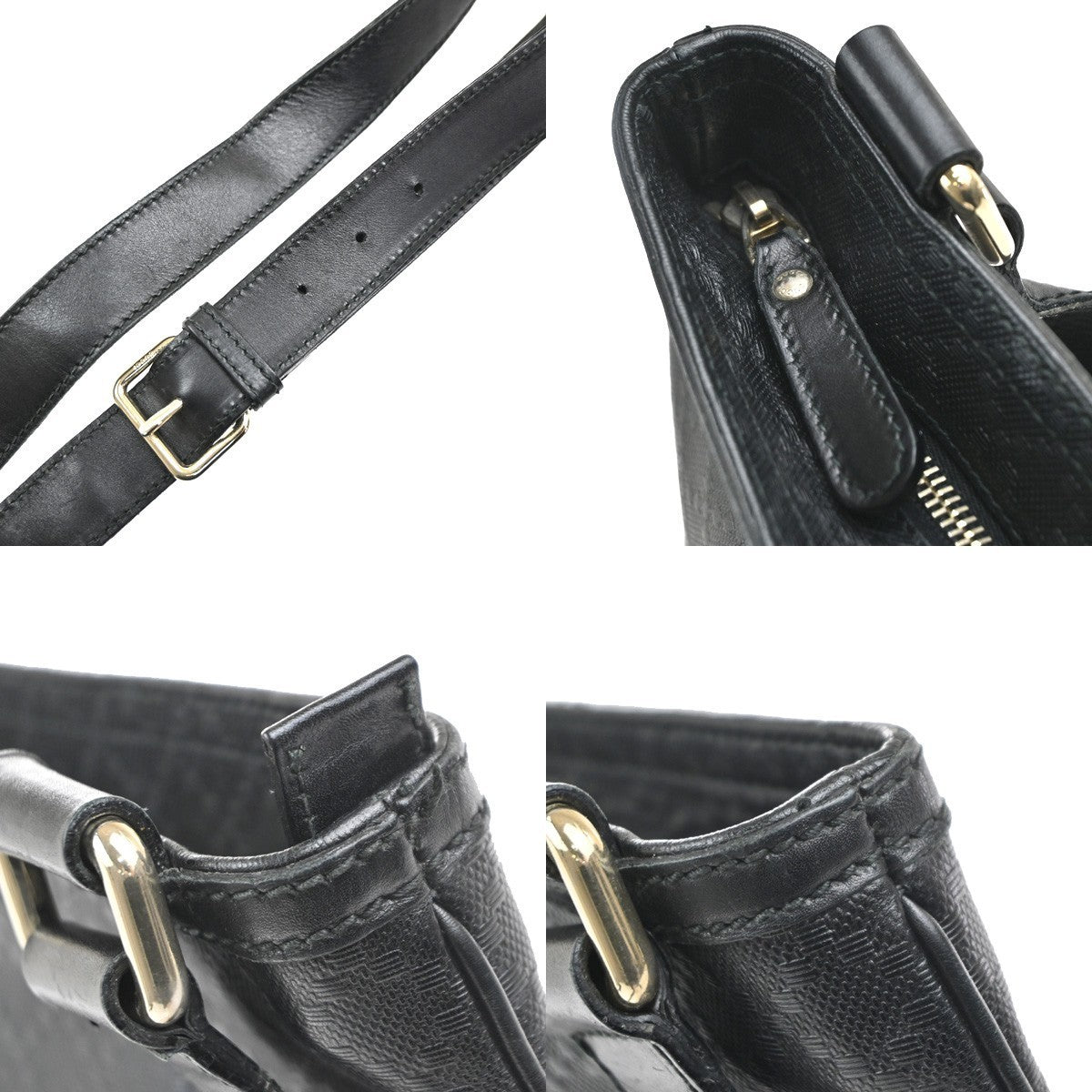 GUCCI Logo Diamante Crossbody Shoulder Bag PVC Leather Black GHW Italy 34KP438