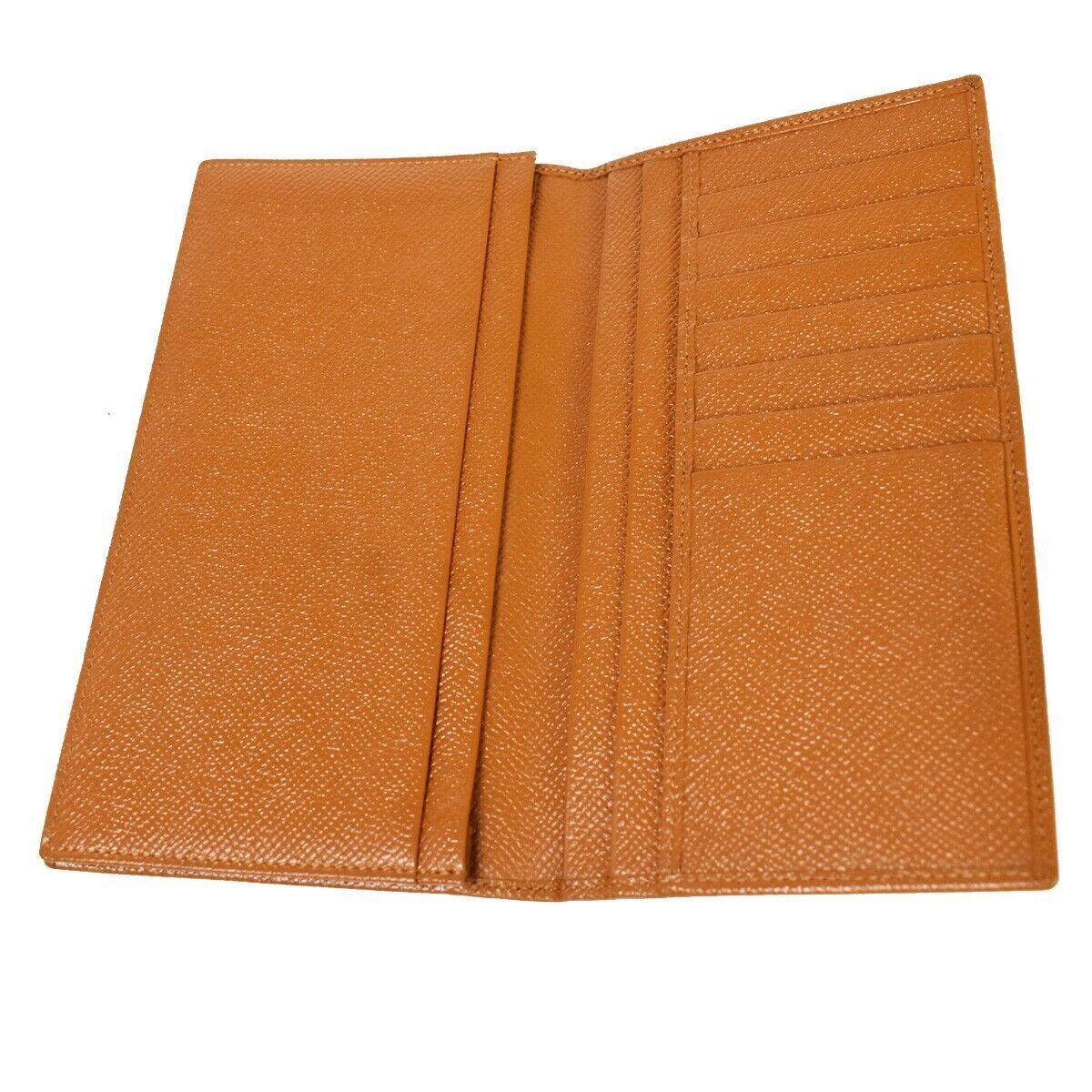 BVLGARI Logo Bifold Long Card Wallet Leather Brown Made In Italy 68AD226