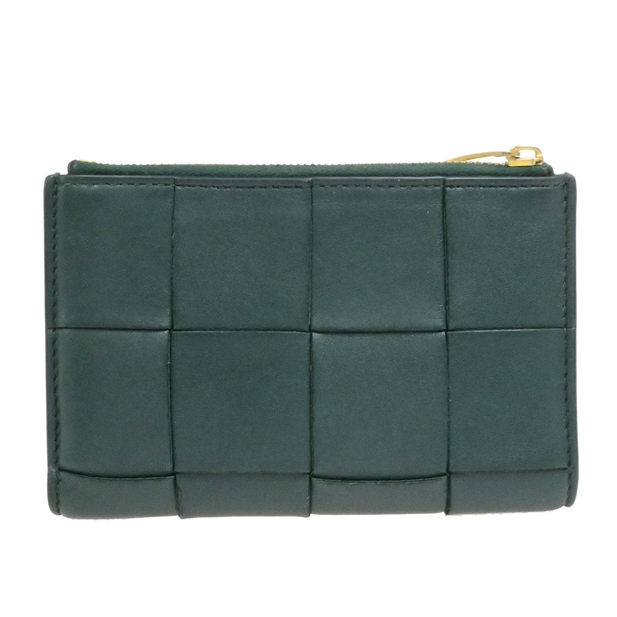 BOTTEGA VENETA Logo Cassette Bifold Wallet Purse Leather Green Italy 32RL091