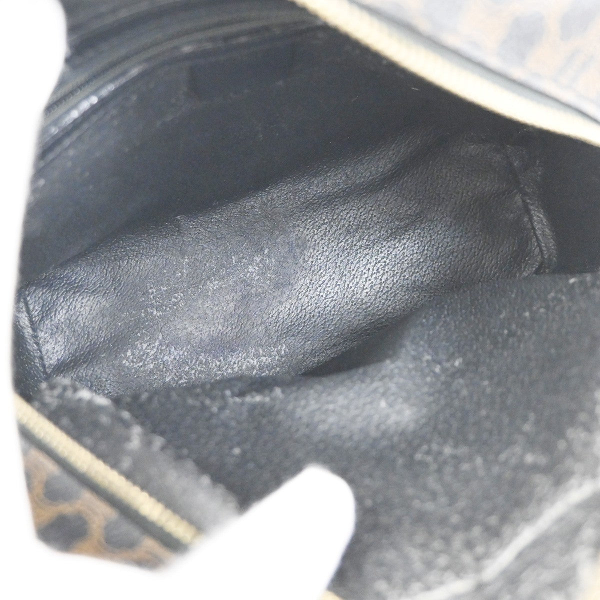 CELINE Logo Macadam Hand Bag PVC Leather Black  Brown GHW Italy 67KD092