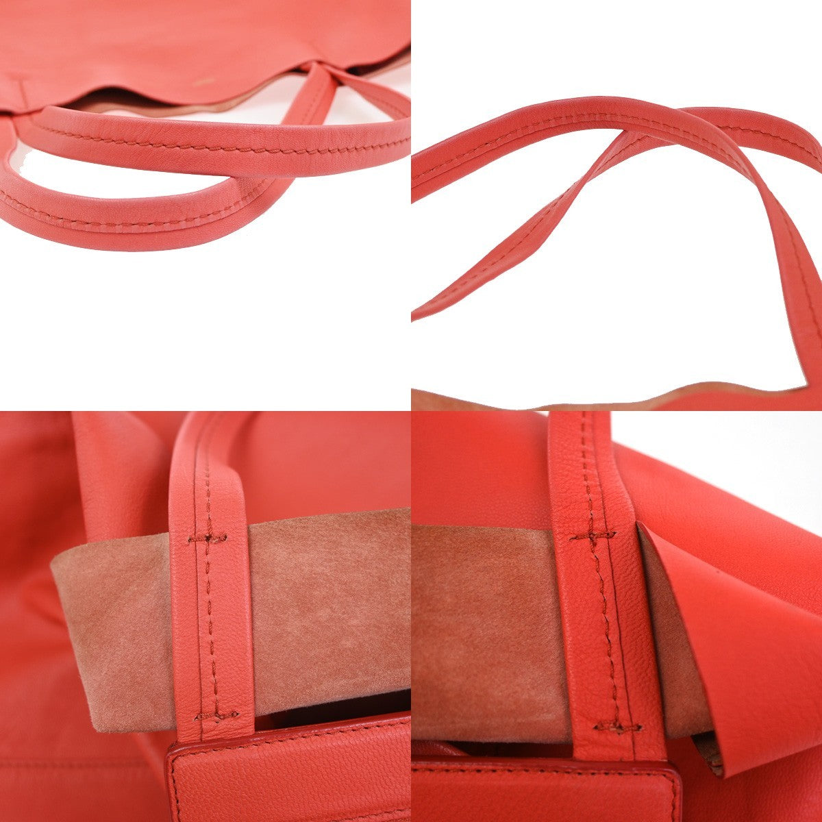 CELINE Logo Horizontal Cabas Tote Shoulder Hand Bag Leather Orange Italy 35ZA290