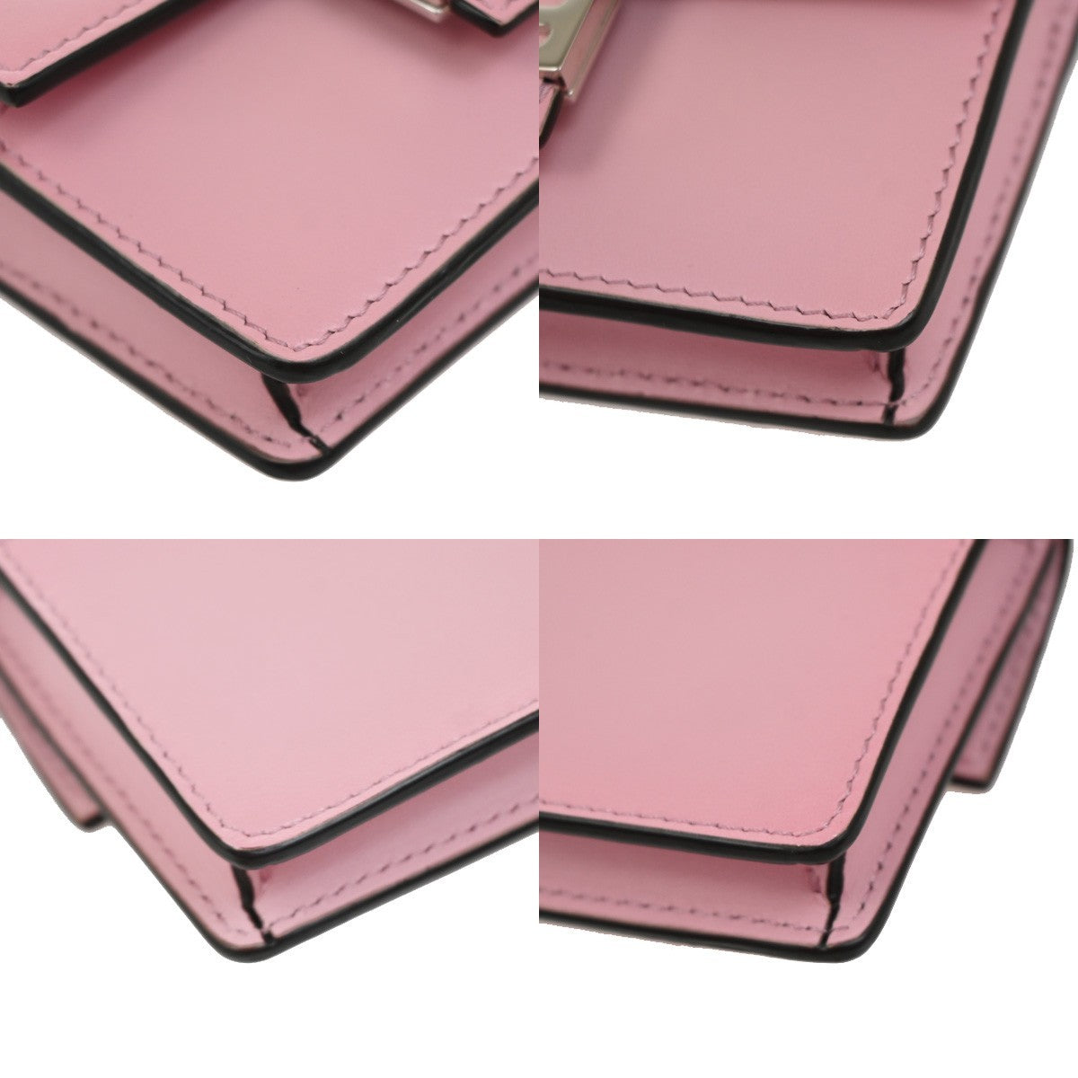 FENDI Logo Micro Baguette Crossbody Shoulder Hand Bag Leather Pink SHW 76YJ049