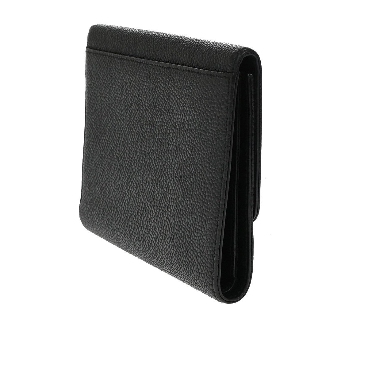 CHANEL CC Trifold Compact Wallet Grained Calfskin Leather Black Vintage 79RF500