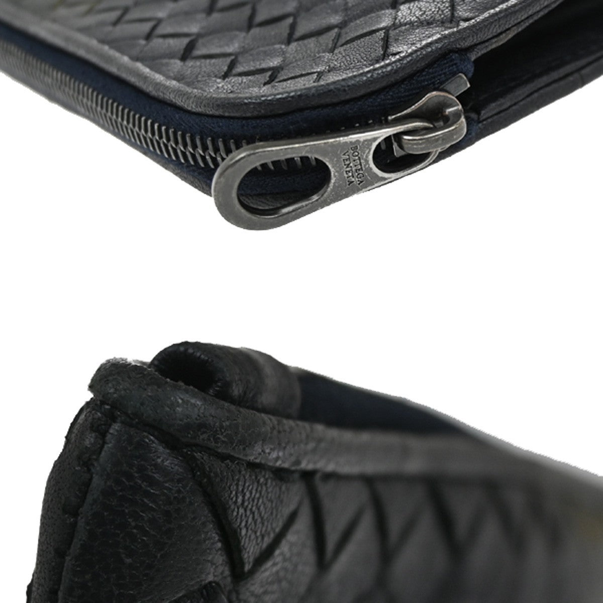 BOTTEGA VENETA Logo Intrecciato Clutch Hand Bag Leather Black BE KI 35YH811