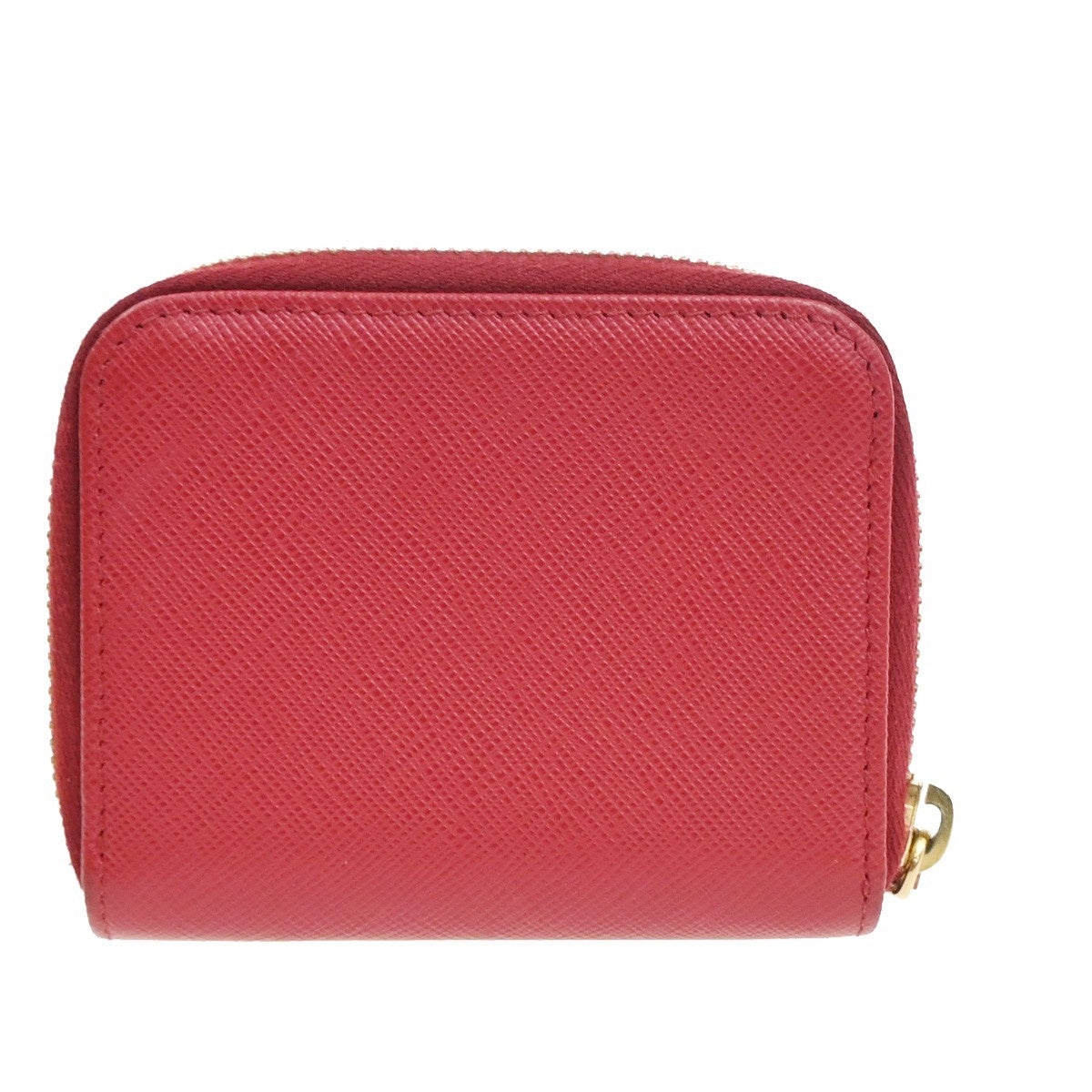 PRADA Zip Around Coin Case Compact Wallet Saffiano Leather Red Italy 37MA483