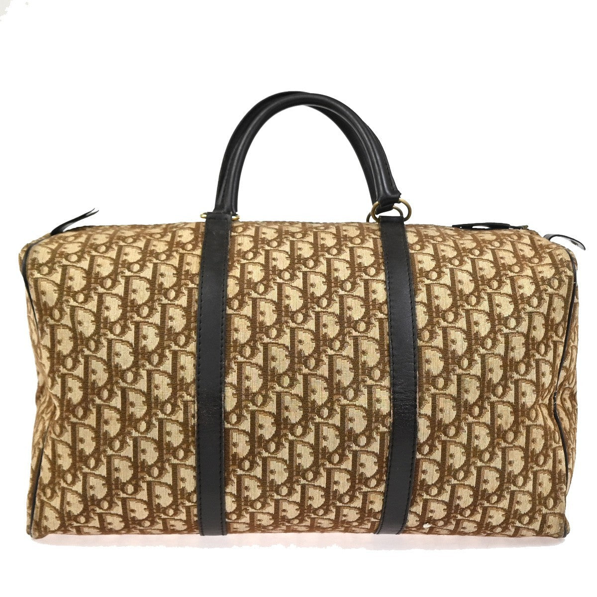 CHRISTIAN DIOR Logo Trotter Pattern Hand Bag Canvas Leather Brown France 86SA052