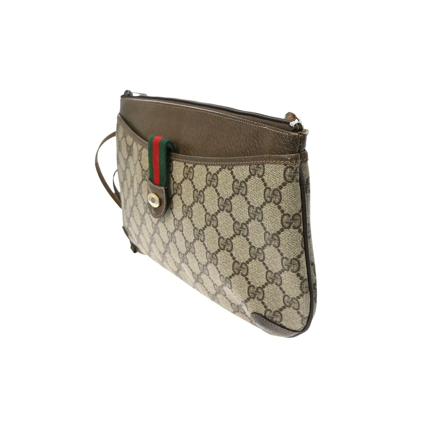 GUCCI Logo GG Pattern Sherry Shoulder Bag PVC Leather Brown Italy 61KD127