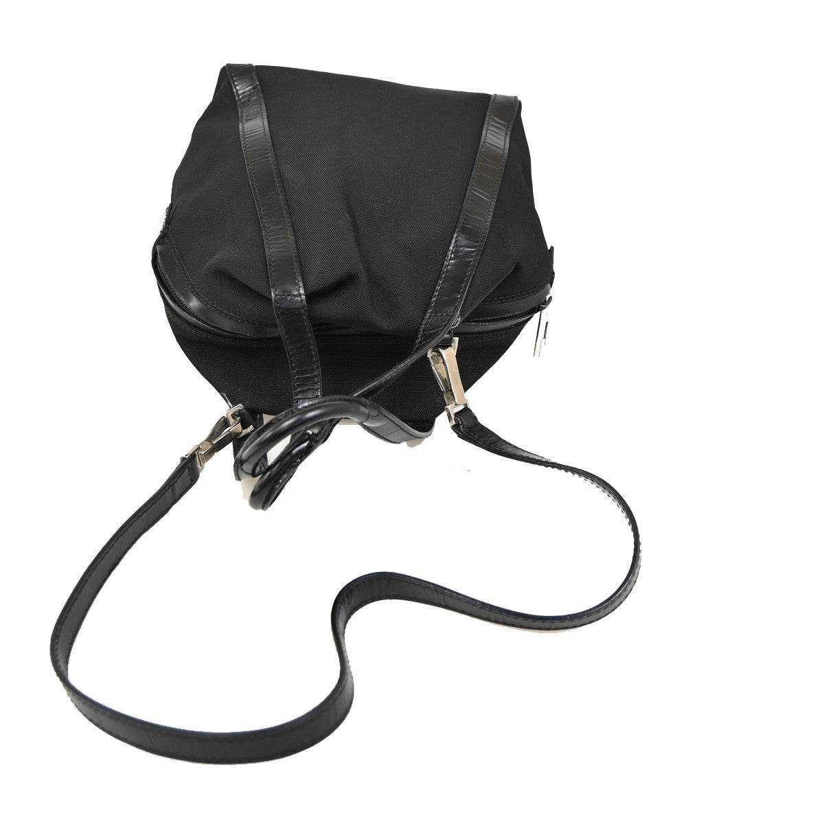 GUCCI 2Way Shoulder Hand Bag Nylon Black Sliver Italy 09DA133