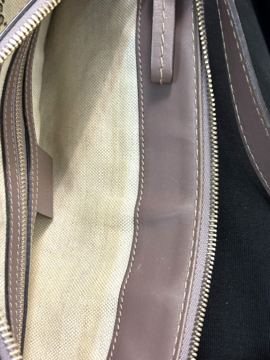 GUCCI Mayfair Shoulder Tote Bag GG Canvas Leather Beige Purple GHW Italy 31TA587