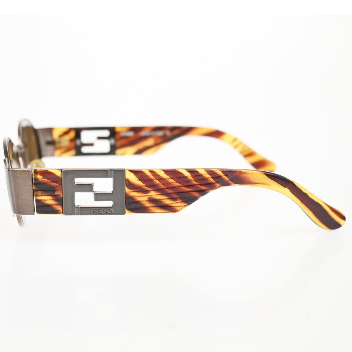 FENDI FF Logo Sunglasses Eye Wear Plastic Metal Brown Italy SL7131 07CA890