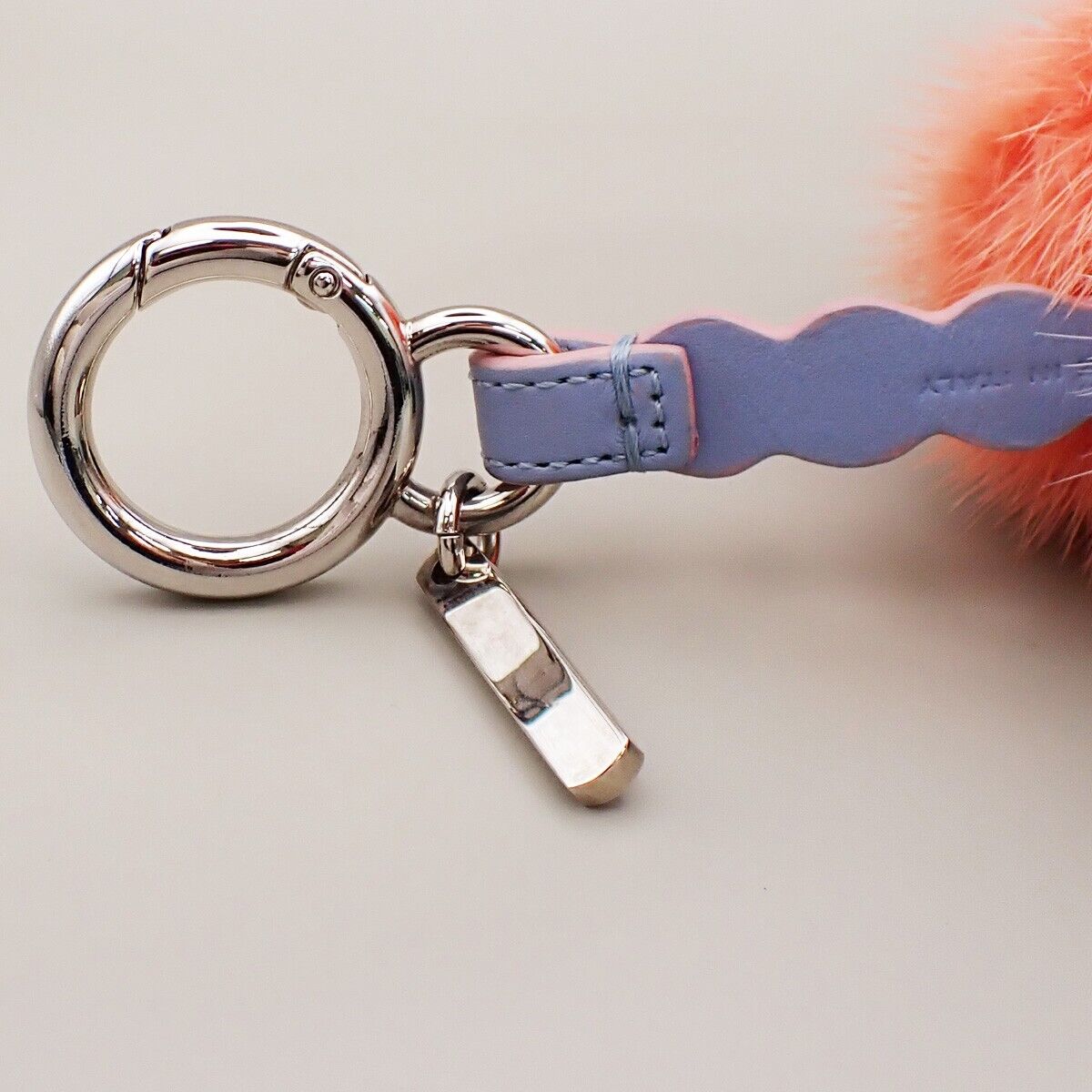 FENDI Logo Ice Cream Bag Charm Key Holder Studs Leather Fur Multi-Color 04YG572