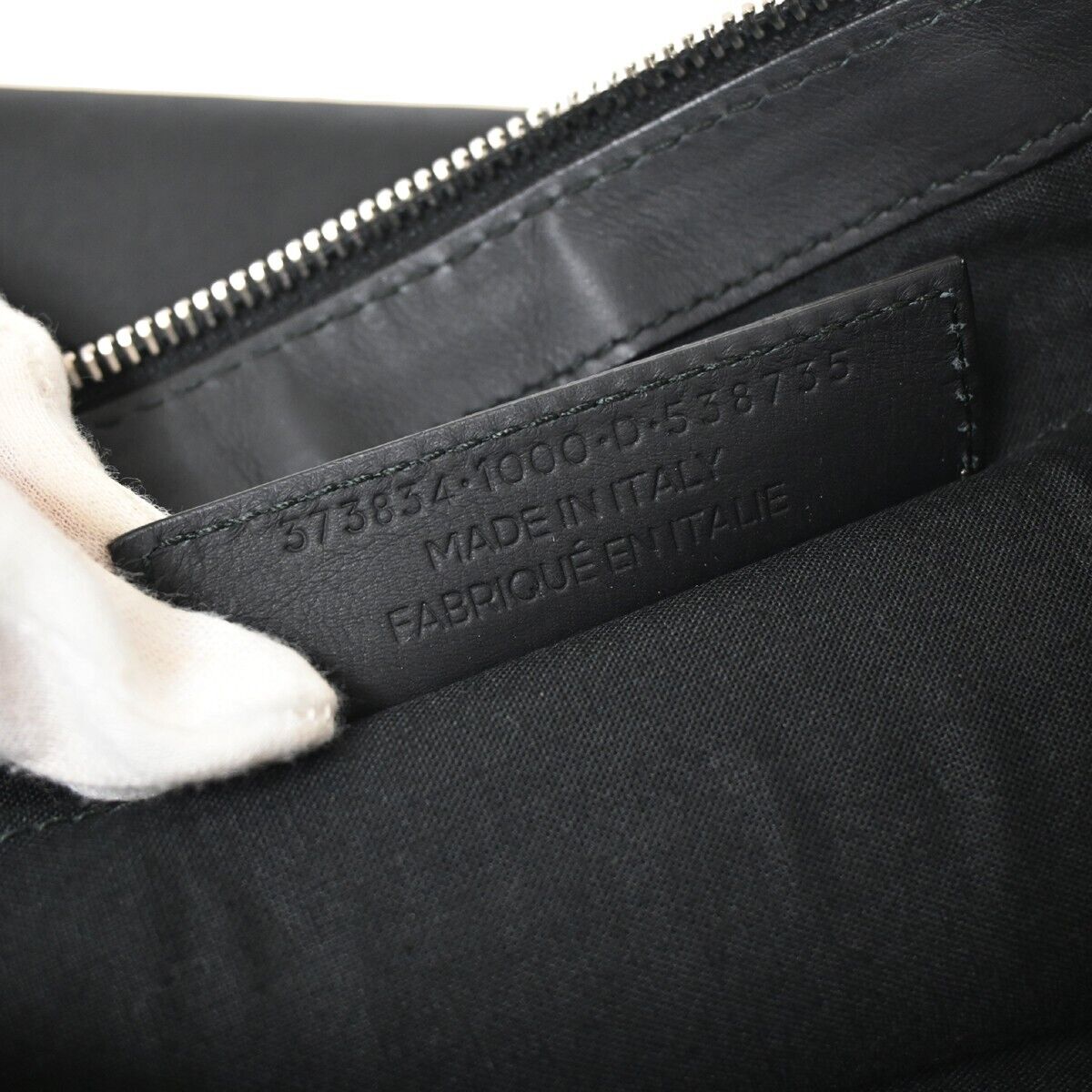 BALENCIAGA Logo Navy Clip M Clutch Hand Bag 373834 Leather Black Italy 33GA300