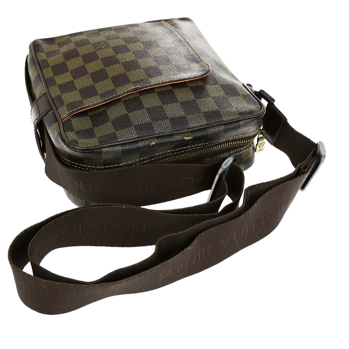 LOUIS VUITTON Olav PM Shoulder Bag Damier Ebene Leather Brown N41442 31YG510