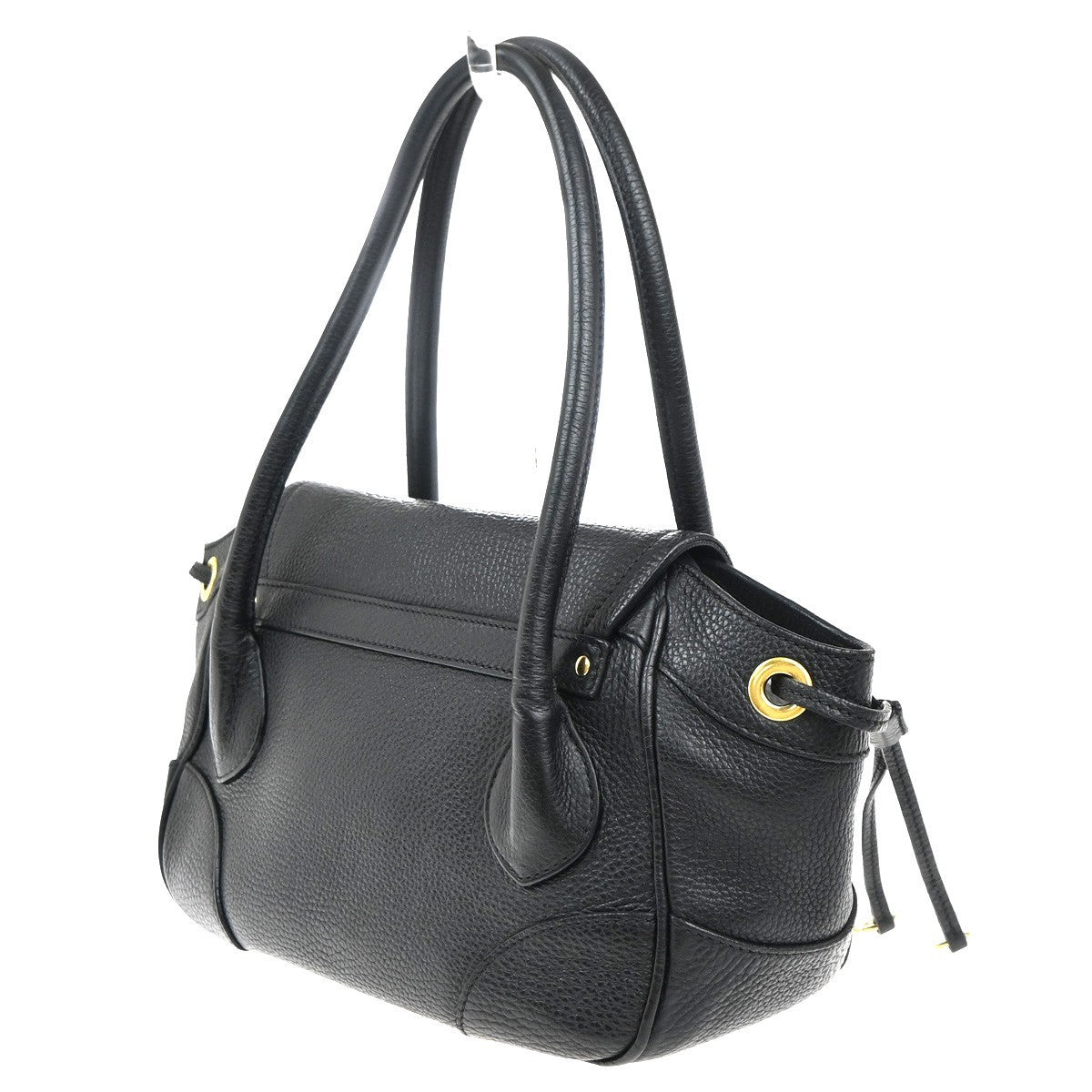 PRADA Logo Shoulder Hand Bag Leather Black GHW 76KP396