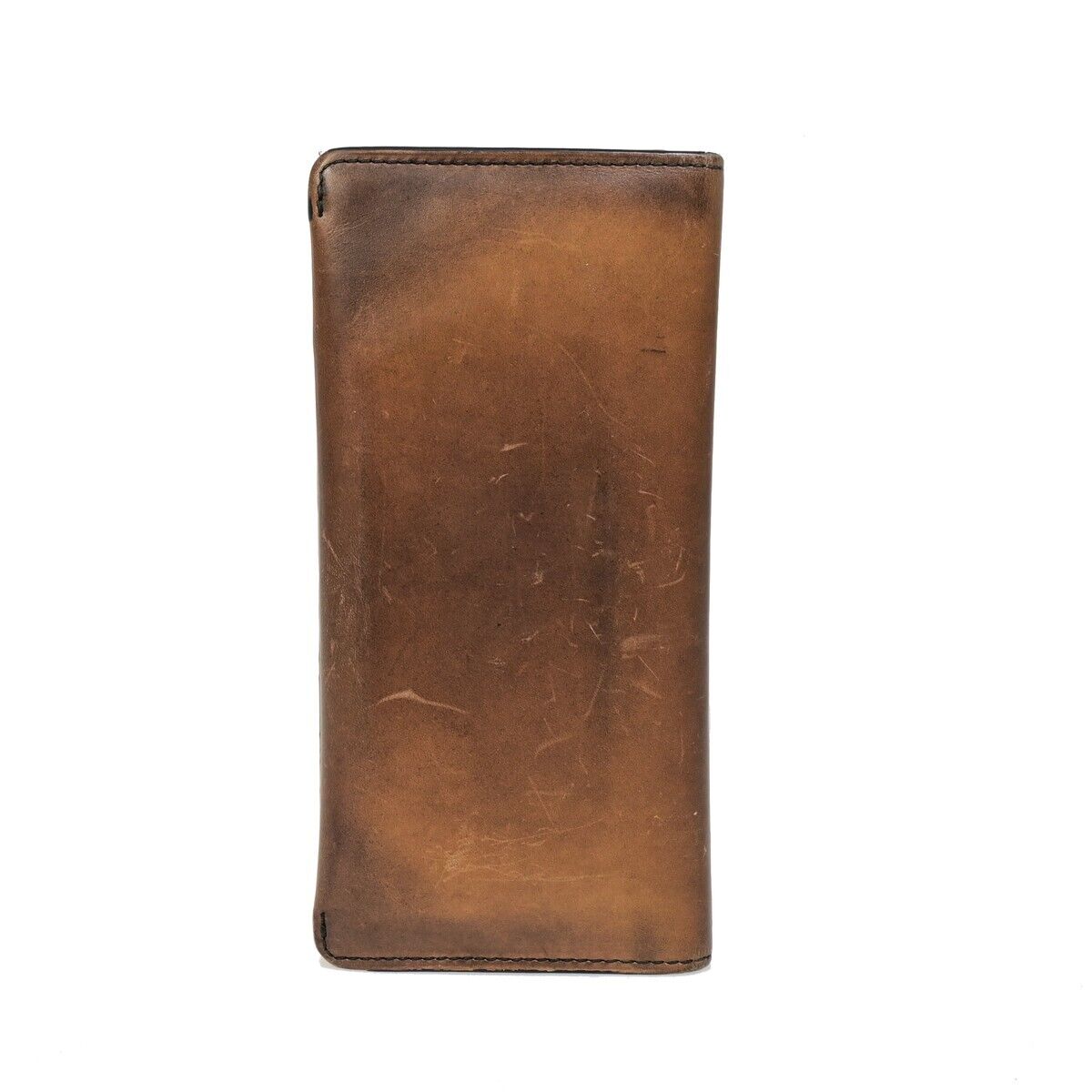 BERLUTI Calligraphy Bifold Long Wallet Purse Leather Brown Italy 84HC102