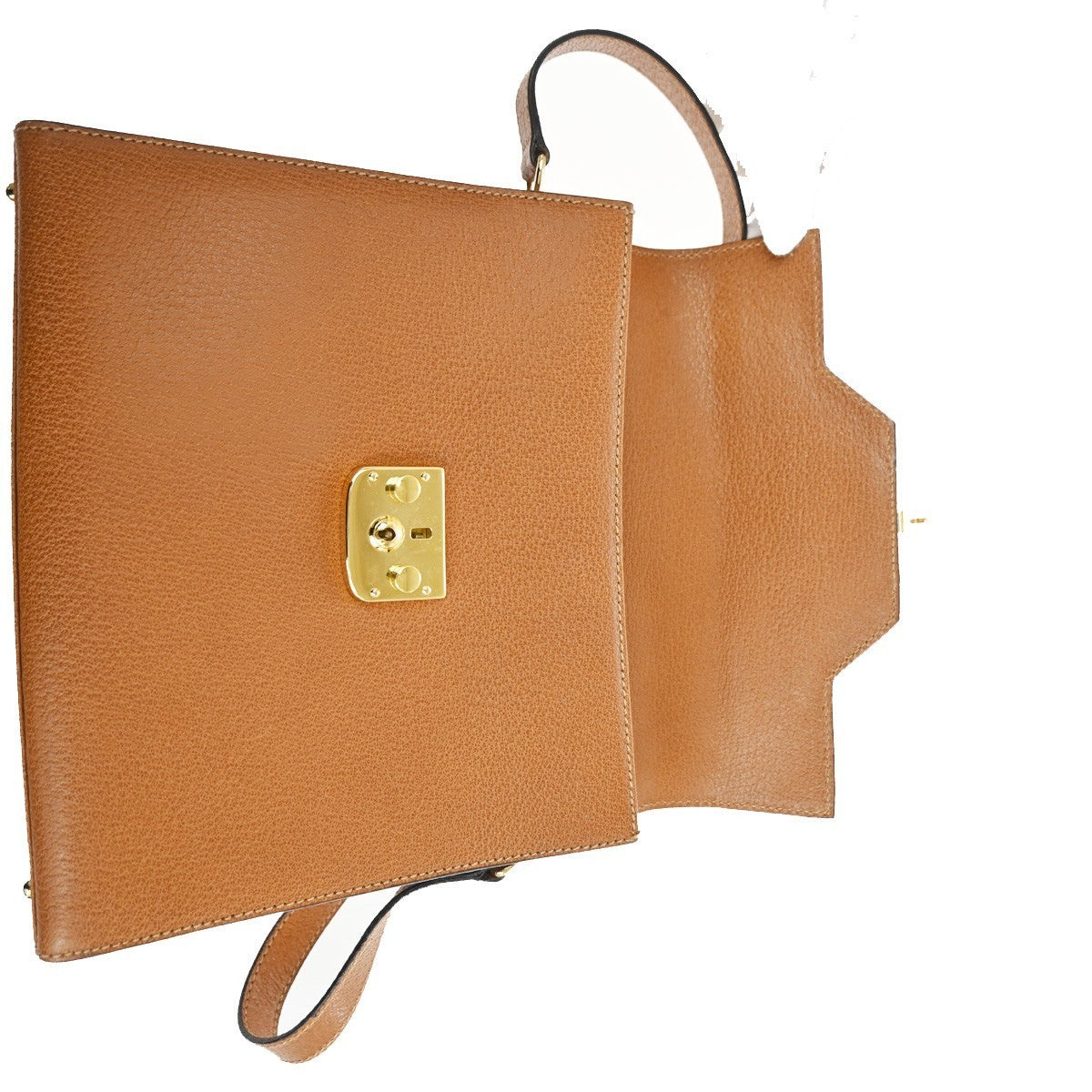 GUCCI Lady Lock Crossbody Shoulder Bag Leather Brown Gold Italy 11TA465