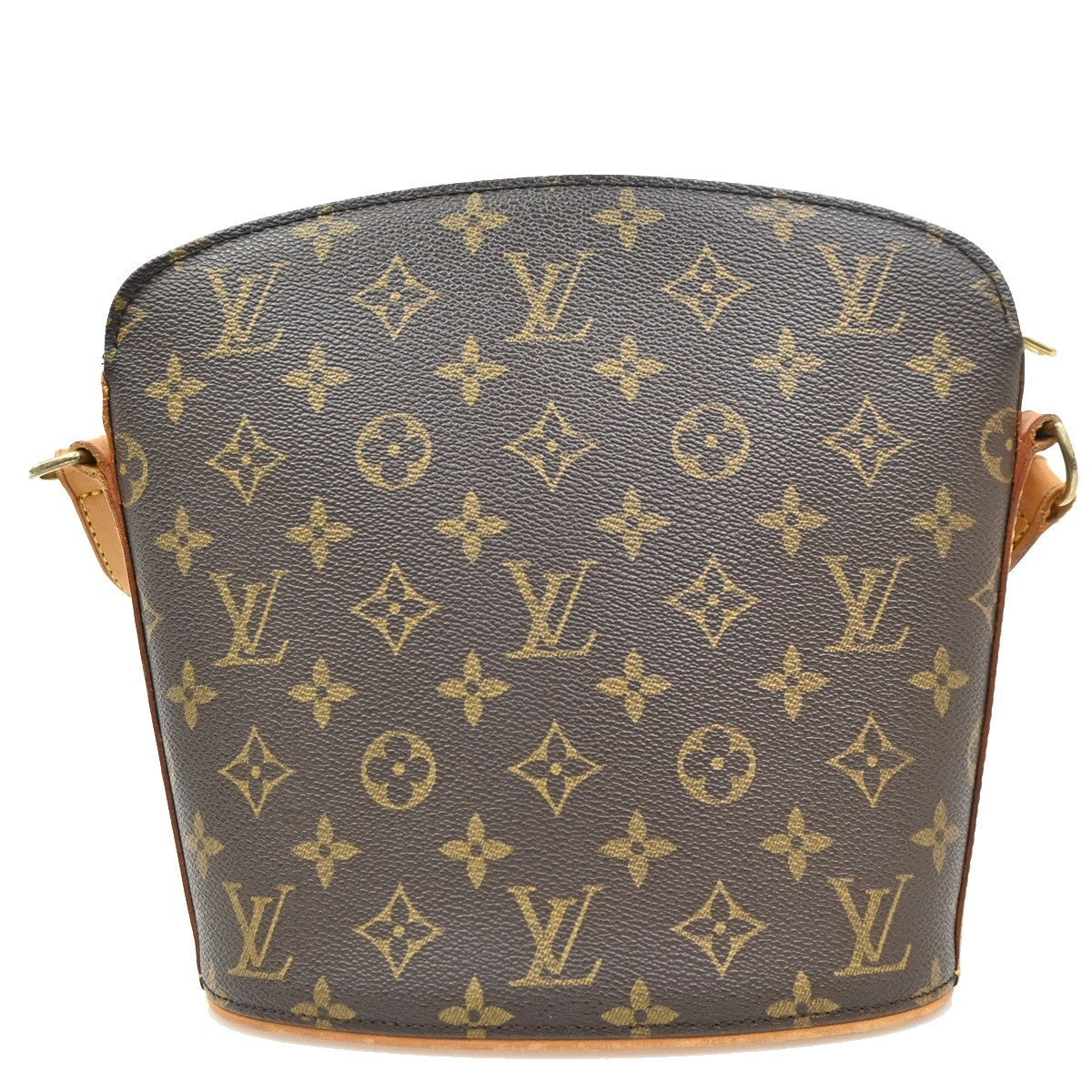 LOUIS VUITTON Logo Drouot Shoulder Bag Monogram Leather Brown M51290 74KD177