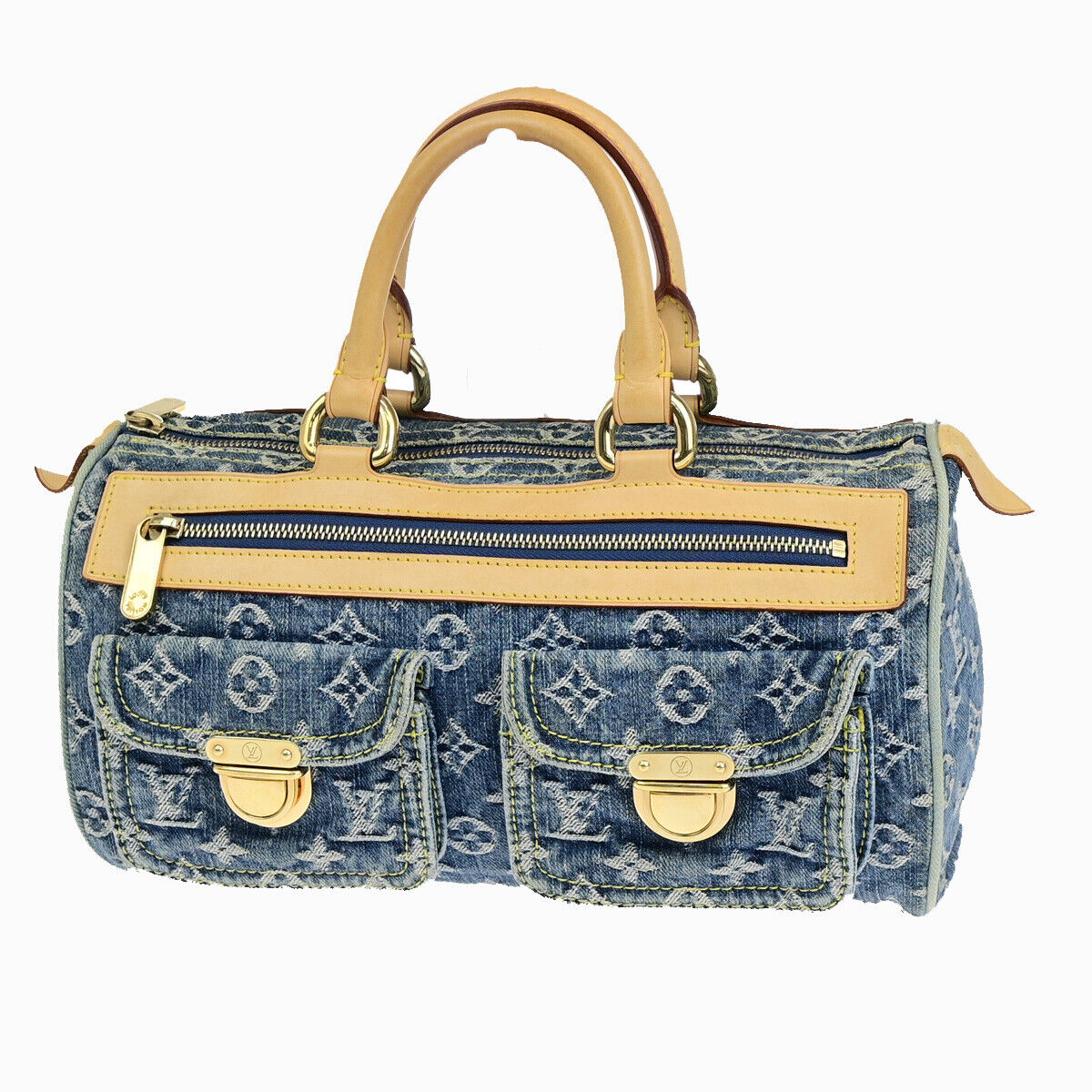 LOUIS VUITTON Neo Speedy Hand Bag Monogram Denim Leather Blue M95019 648YF702