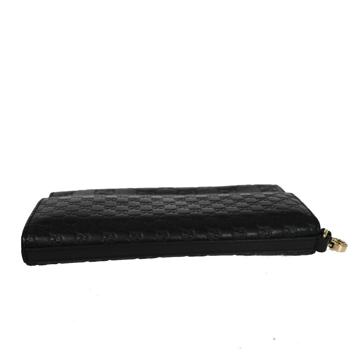GUCCI Micro Guccissima GG Pattern Long Bifold Wallet Leather Black Gold 32EA632
