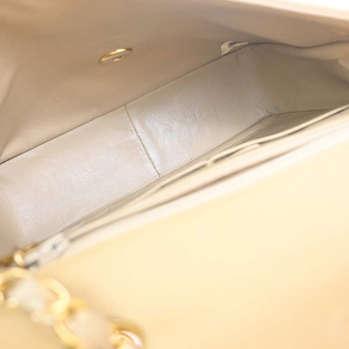 CHANEL CC Logo Mini Matelasse Chain Shoulder Bag Leather Beige GHW VTG 332RL878