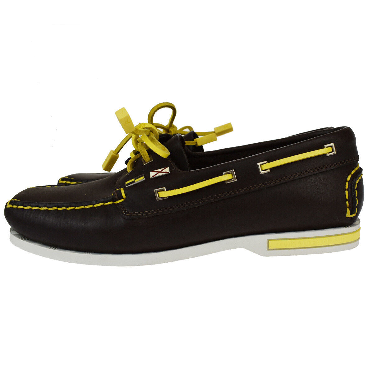 GOOD CONDITION! LOUIS VUITTON Cup Logo Shoes Leather Brown Yellow #37 88ML552