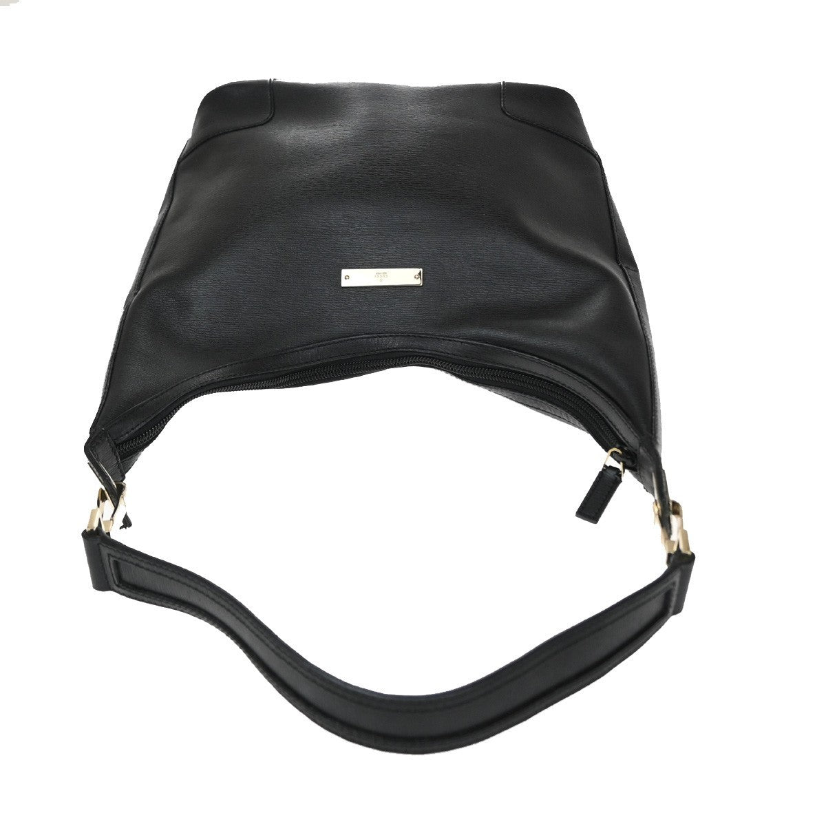 GUCCI Logo Shoulder Hobo Bag Leather Black GHW Italy 32YJ126