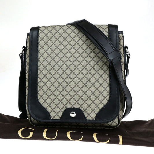 GUCCI Logo Diamante Crossbody Shoulder Bag PVC Leather Brown Black SHW 18YG605