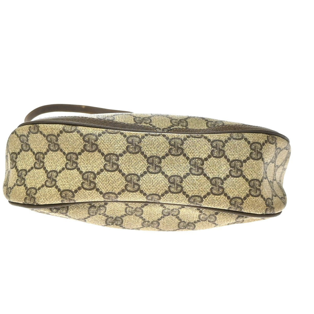 GUCCI Logo Web Sherry GG Pattern Shoulder Bag PVC Leather Brown Italy 04YJ170