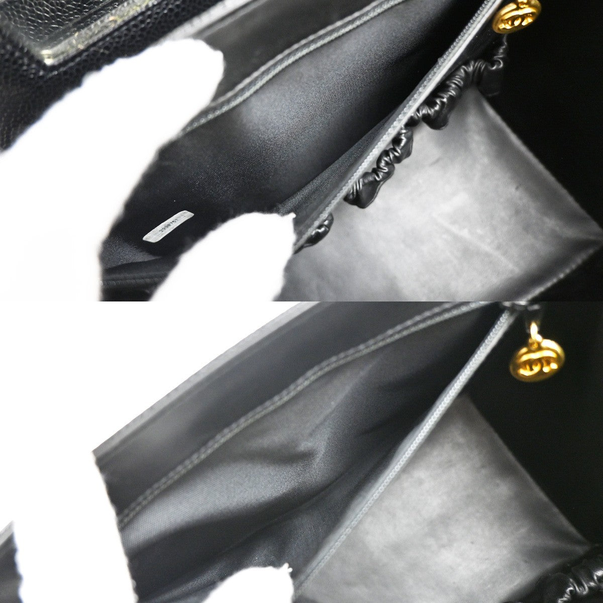 CHANEL 2Way Vanity Shoulder Hand Bag Calfskin Leather Black Vintage 648RP031