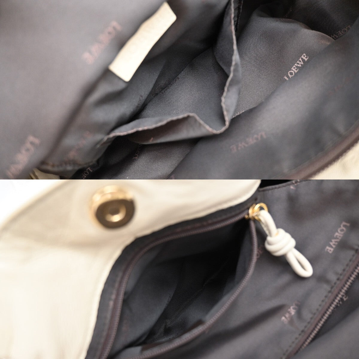 LOEWE Anagram Logo Nappa Aire Hand Bag Leather White Spain 38EE143