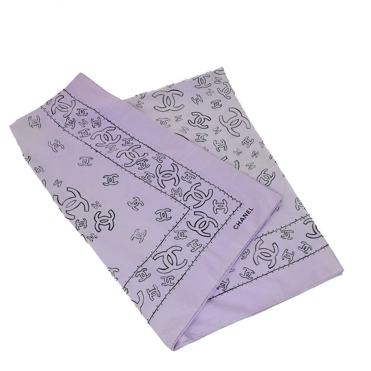 CHANEL CC Logo XL JUMBO Scarf Handkerchief 100% Cotton Purple Accessory 60EC969
