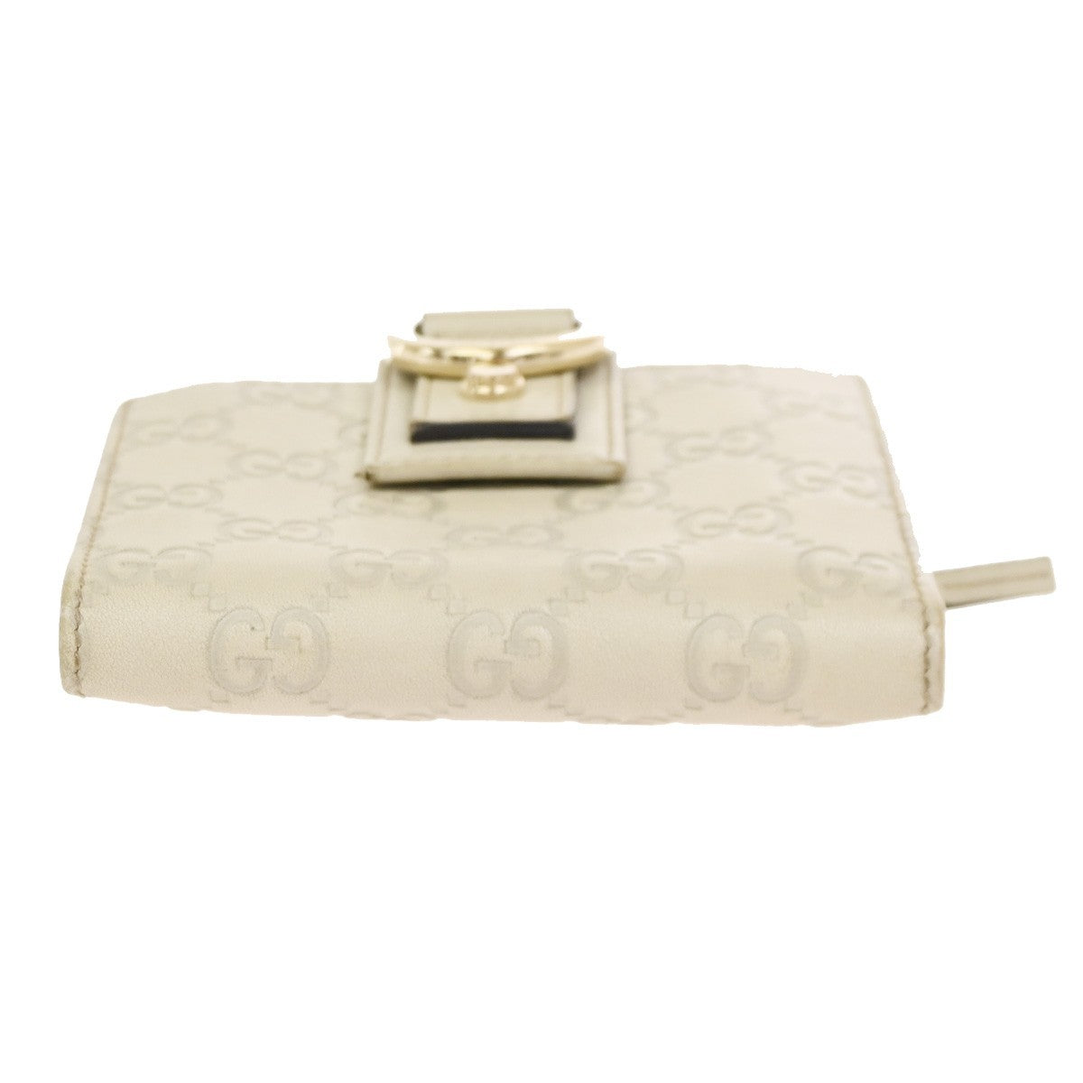 GUCCI GG Pattern Abbey Guccissima Bifold Wallet Leather Beige GHW Italy  05KD083