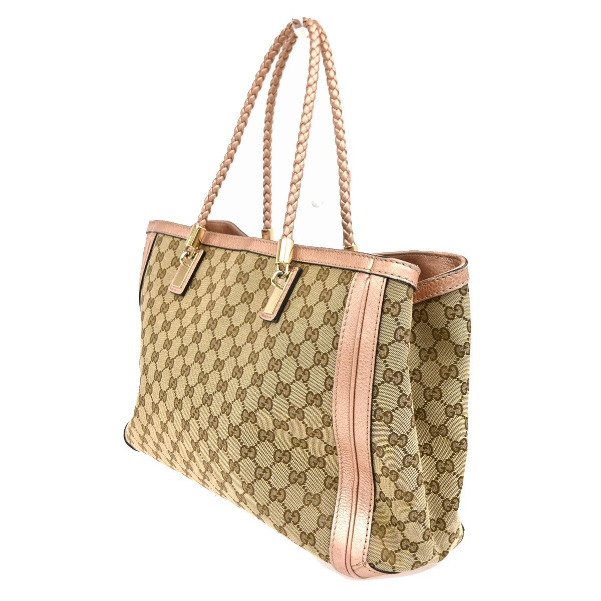 GUCCI Bamboo GG Tassel Shoulder Bag Canvas Leather BN Pink Italy GHW 85TA673