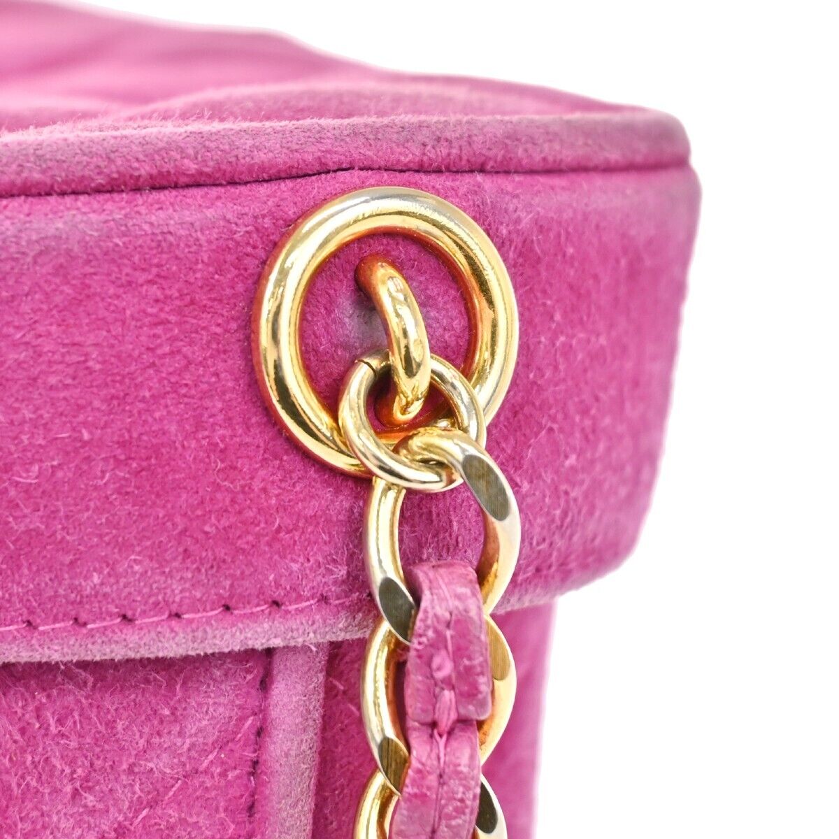 CHANEL CC Logo Fringe Shoulder Vanity Bag Suede Leather Purple Vintage 638HB349